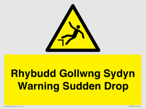 Rhybudd Gollwng Sydyn Warning Sudden Drop